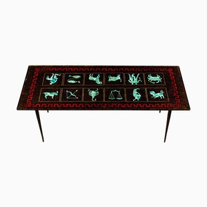 Mesa de cóctel Zodiac Églomisé de vidrio, años 50