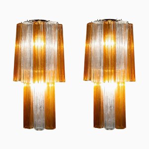 Mid-Century Amber and Clear Murano Glass Sconce