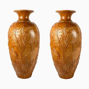 Vases Liberty Monumentaux en Terracotta, 1920, Set de 2