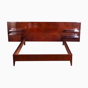 Cama Queen Mid-Century de caoba, 1950