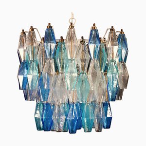Sapphire-Colored Murano Glass Poliedri Chandelier in the Style Carlo Scarpa