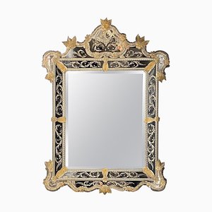 Specchio veneziano in vetro di Murano inciso