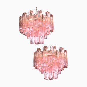 Lampadari Tronchi in vetro di Murano rosa, anni '70, set di 2
