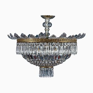 Lustre en Cristal et Laiton, Italie, 1940s