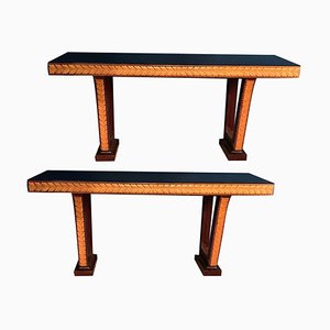 Italian Art Deco Console Tables Attributed to Osvaldo Borsani, 1940s, Set of 2