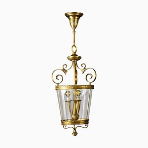 Italian Art Deco Brass Lantern or Pendant, 1940s