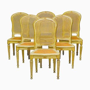 Italienische lackierte und vergoldete Stühle, 18. Jh., 6er Set