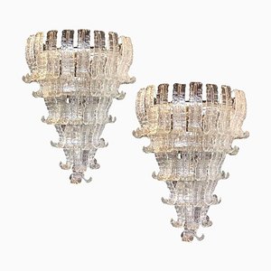 Felci Murano Glass Chandeliers, Italy, 1980s, Set of 2