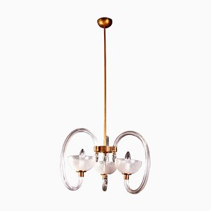 Reticello Murano Glass Chandelier by Ercole Barovier, 1940s