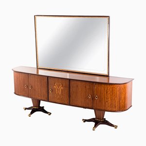 Enfilade Mid-Century avec Miroir Attribué à Paolo Buffa, Italie, 1950s, Set de 2