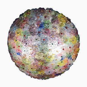 Multi-Colored Flower Basket Ceiling Light in Murano Glass