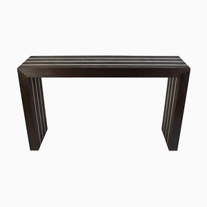 Table Console Moderniste en Bois Foncé et Acier, Italie