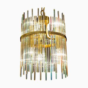 Lustre ou Lanterne Rainbow en Cristal et Laiton par Gaetano Sciolari, 1960s