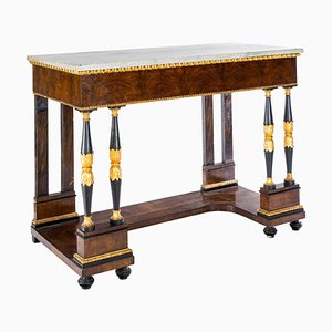Italian Empire Console Table with White Marble Top, 1815