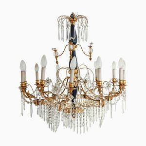 19th-Century Neoclassical Baltic Crystal and Gilt Bronze Chandelier