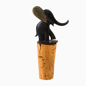 Bottle Stopper with Elephant Figurine by Richard Rohac, 1950s