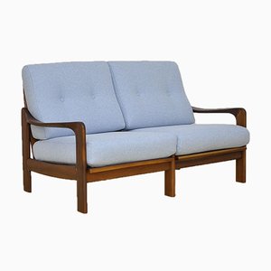 Blue Two Seater Teak Sofa, 1960s