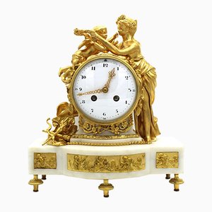 Napoleon III Pendulum Clock in Gilt Bronze and Marble, 19th-Century