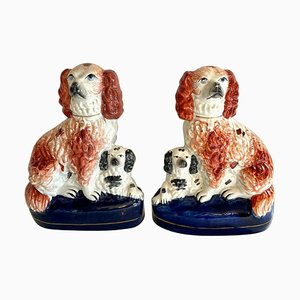 Antique Victorian Staffordshire Dogs, Set of 2