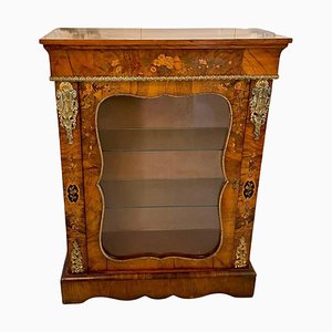 Vitrine Victorienne Antique en Marqueterie de Noyer