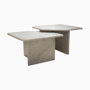 Mid-Century Modern Carrara Marmor Tisch, Italien, 1960er, 2er Set