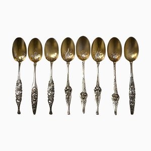 Solid Silver Coffee Spoons, 1900, Set of 8