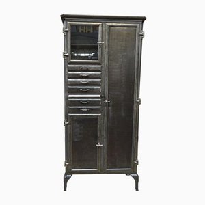 Copper & Glass Dentist Cabinet with 3 Doors, 6 Drawers and 1 Sliding Shelf in Marble, 1900s