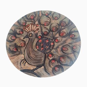 Decorative Wall Plate with Peacock from Ruscha, 1960s