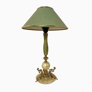 Vintage Lamp in Marble with Brass Dolphins, 1960s