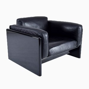 Black Leather Simone Armchair by Dino Gavina for Studio Simon