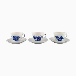 Blaue Blumen Kaffeetassen mit Untertassen von Royal Copenhagen, 1950er, 6er Set