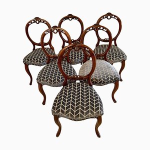 Antique Victorian Walnut Dining Chairs, Set of 6