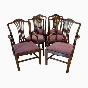 Antique Victorian Carved Mahogany Dining Chairs, Set of 6