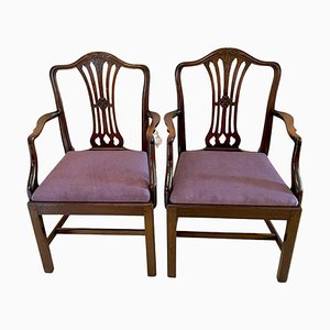 Chaises de Bureau Victoriennes Antiques en Acajou Sculpté, Set de 2