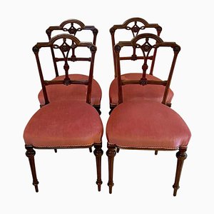 19th Century Victorian Walnut Dining Chairs, Set of 4