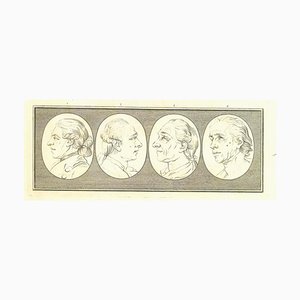 Thomas Holloway, Heads of Men, Grabado original, 1810