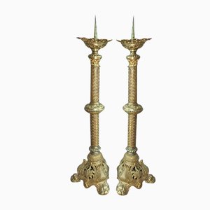Altar Candlesticks in Brass, Set of 2
