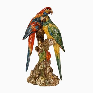 Italian Ceramic Parrots by Guido Cacciapuoti, Italy, 1930s