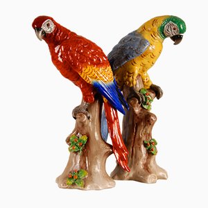 Art Deco Porcelain Parrots, Set of 2