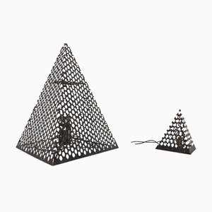 Lampadaire et Lampe de Bureau Pyramide Mid-Century, France, Set de 2