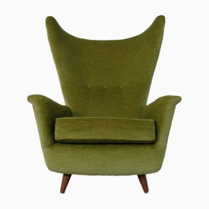 Italian Mohair Wingback Chair, 1950s