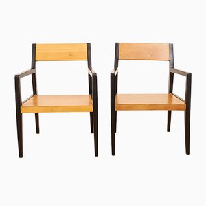 Gerahmte schwarze lackierte Stühle aus Hartholz von Horgen Glarus., 2er Set