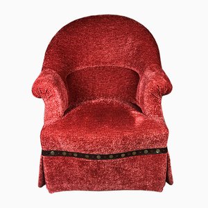 Napoleon III Crapaud Armchair in Red Velvet, 1940s