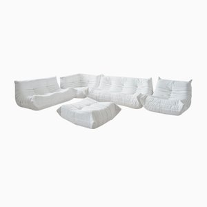 Salotto Bouclette Togo bianco di Michel Ducaroy per Ligne Roset, set di 5