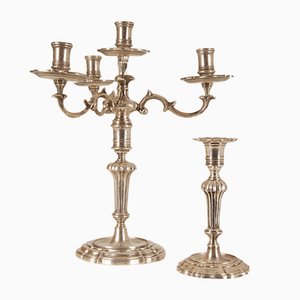 Candelabri in stile rococò in argento, Italia, XVIII secolo, set di 2