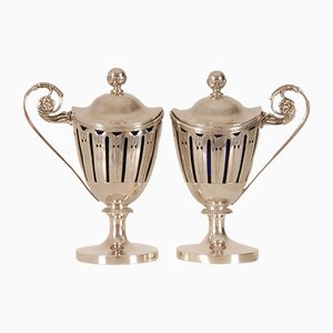 Early 19th Century Sterling Silver French 1st Empire Napoleonic Mustard Pots, Set of 2