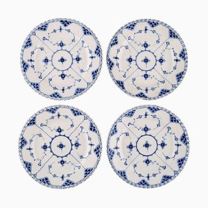 Assiettes Cannelées Bleues Antiques de Royal Copenhagen, 19ème Siècle, Set de 4
