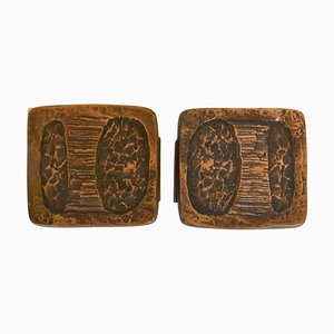 Maniglie brutaliste in bronzo scuro per porte doppie, set di 2