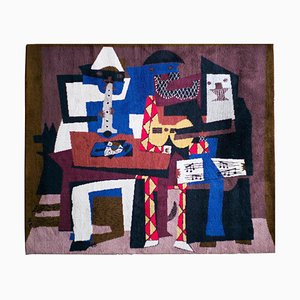 Musicus Con Mascaras, Large Wool Tapestry, Pablo Picasso