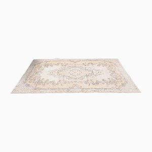 Tappeto Oushak antico in lana beige, Turchia